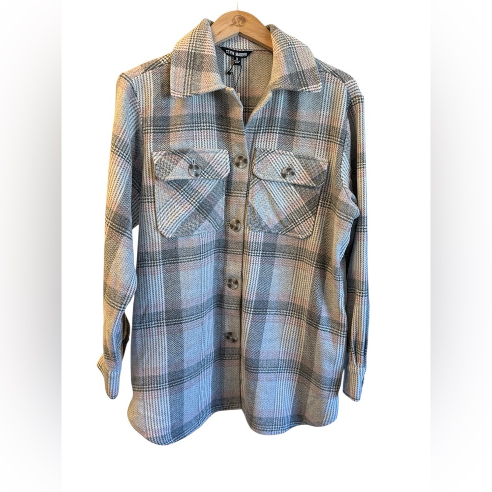 NWT Steve Madden Plaid Button Front Shacket w/pockets High Noon Stitch Fix